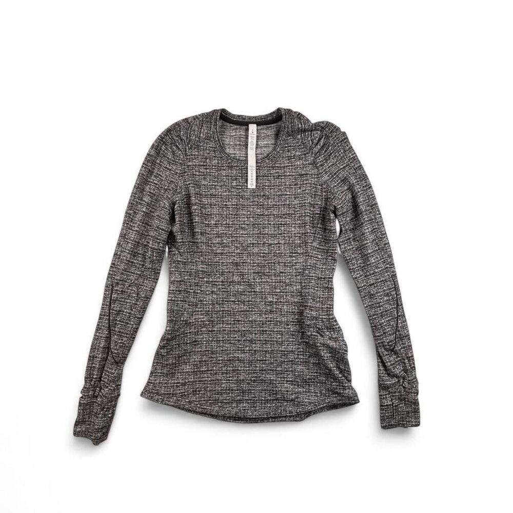 Lululemon Gray Heather Long Sleeve Running Top Women's Size 4 Zip Pocket
